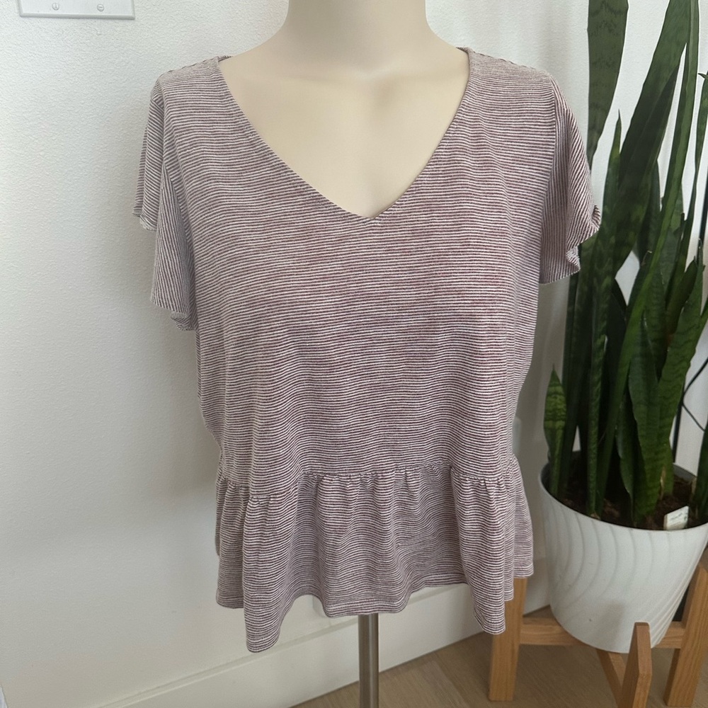 LOFT Peplum Short Sleeve Top